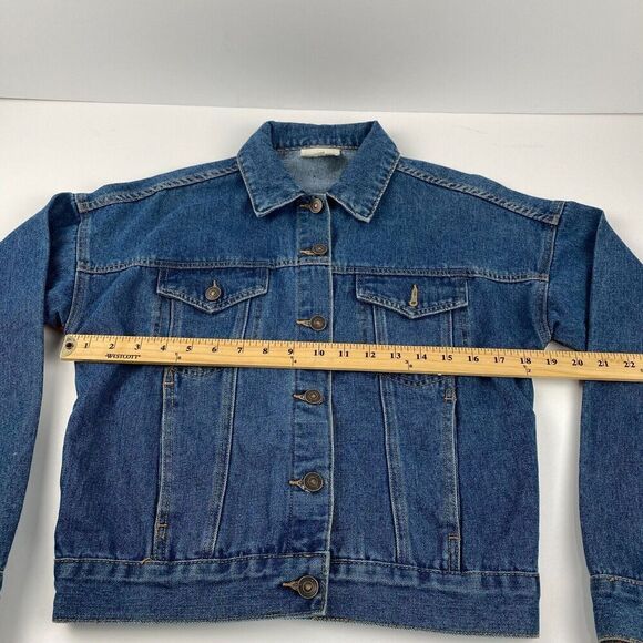 BKE Jacket Women Sz XS Relaxed Jean and plaid flannel Boho Trucker outdoor Blue - Picture 6 of 14